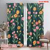 2pcs,2D Plane Printing Curtain Popular Floral Symphony(1) Durable 100% Polyester Fabric (without Rod) Decorations Inside for