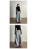 Women's Retro Letter Embroidery Loose Sweatpants - Spring/Summer Casual Crescent Silhouette