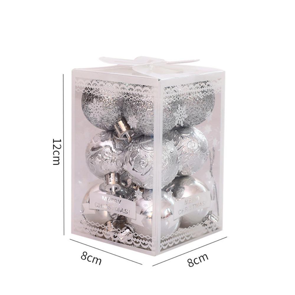 

12PCS Plastic Christmas Tree Balls 9 Colors Xmas Baubles High-quality Xmas Ornament Ball Storefront срібний