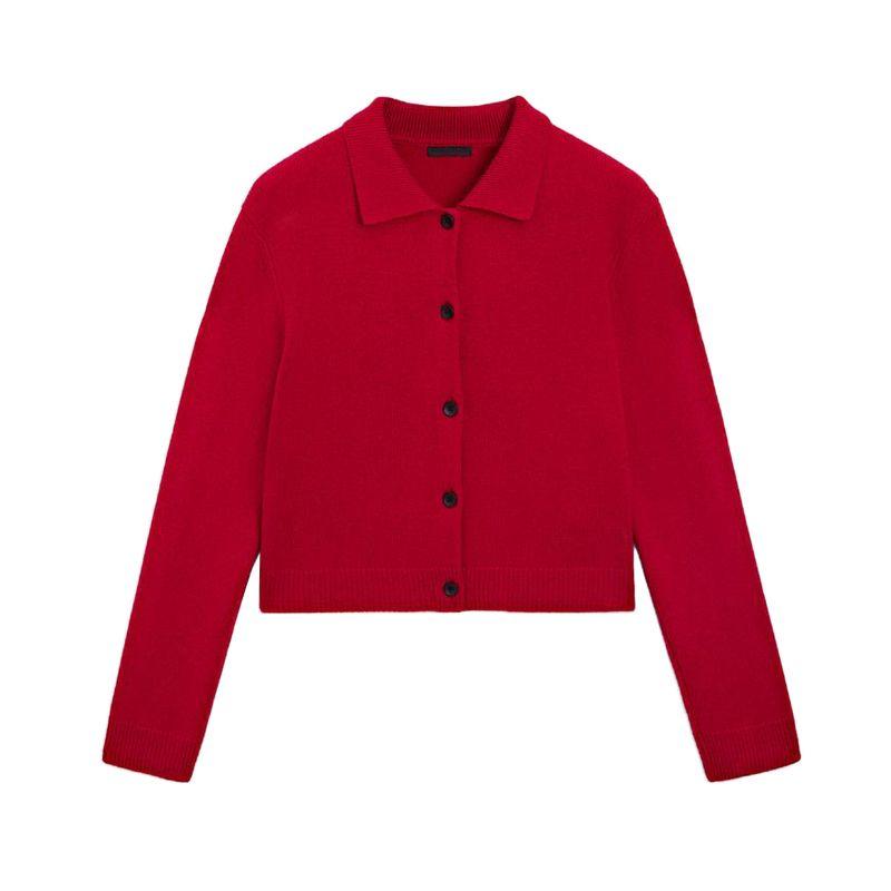 MD Spring New Women's Clothing French Style Retro Casual Long Sleeves Standard Collar Wool Blend Cardigan 6002800