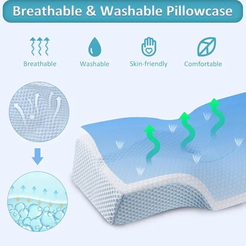 Ergonomic Memory Foam Neck & Cervical Support Pillow, Adjustable Ergonomic Contour Support Cervical Pillow Slow Rebound