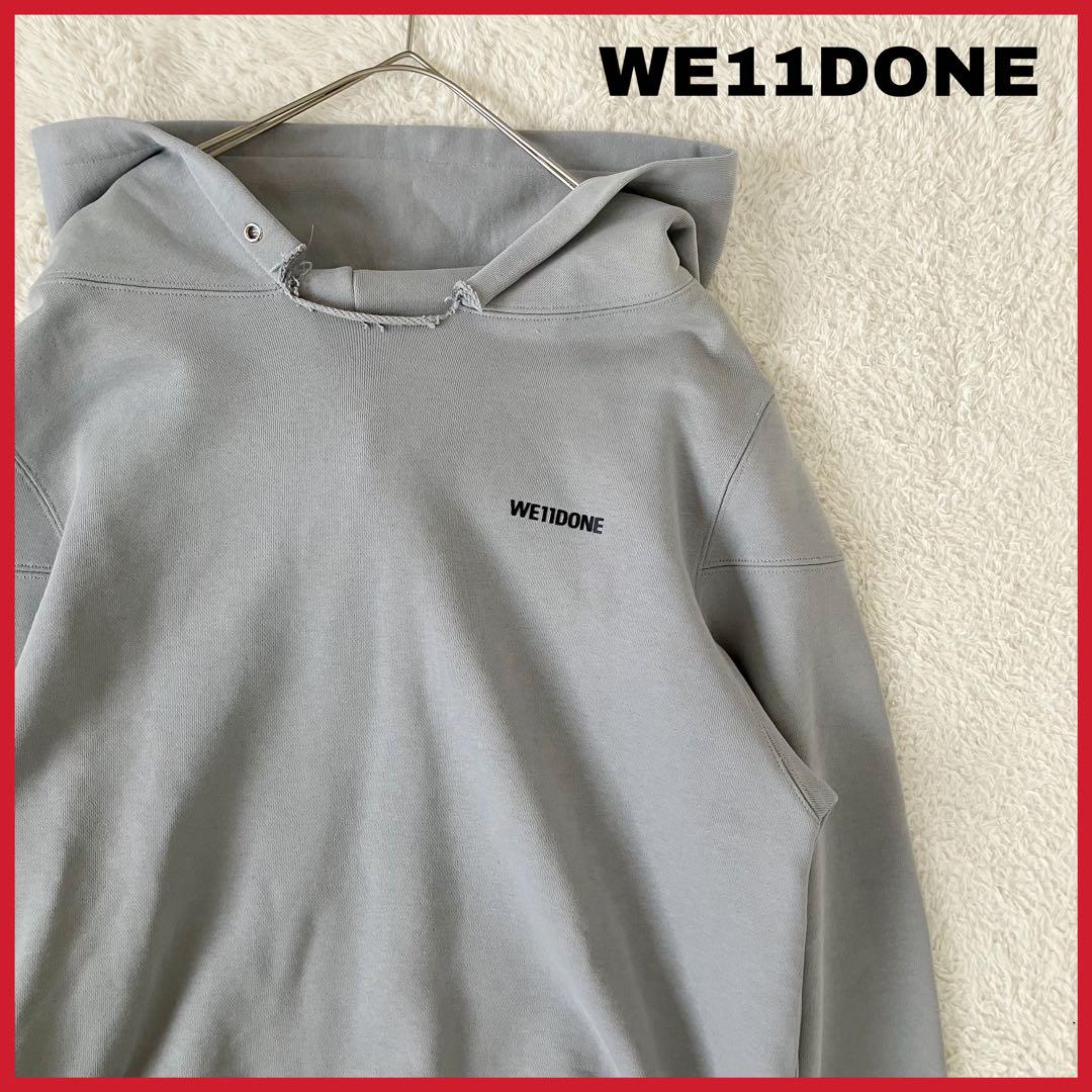 

[USED] WE11DONE Distressed Chest Logo Print Sweatshirt Hoodie