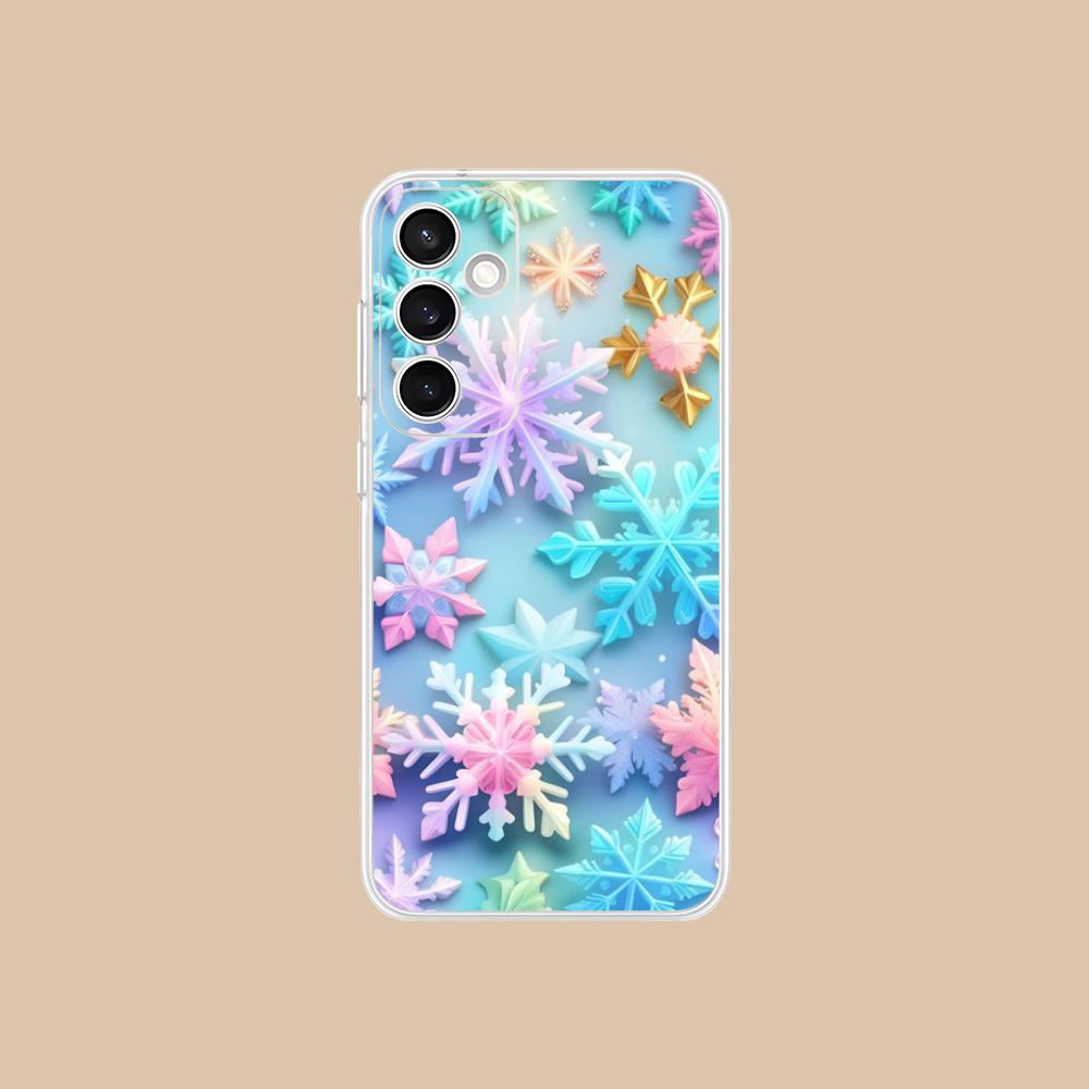 Winter Snowflake Mobile Cell Phone Case for Samsung Galaxy S25 S24 S23 S22 S21Plus FE Ultra Clear Colorful Cover Pretty Cover