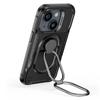 Joyroom Dual Hinge Case for iPhone 14 Plus - Rugged Black Cover with Built-in Stand and Ring Holder