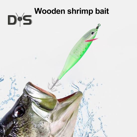 12CM/10G Luminous Shrimp Bait with Squid Jig Hook Realistic Bionic Artificial Lure Saltwater Freshwater Bass Walleye Trout Fishing Accessories