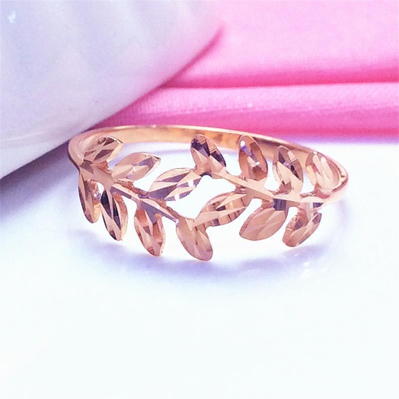 Purple Gold Plated Rose Gold Leaf Ring, Simple Personality Temperament, Live Design Ring