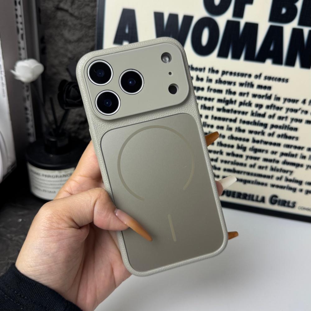 

Fashion Leather For Magsafe Glass Camera Back Phone Case For iPhone 17 16 15 14 13 Pro Max Wireless Charge Magnetic Bumper Cover iPhone17