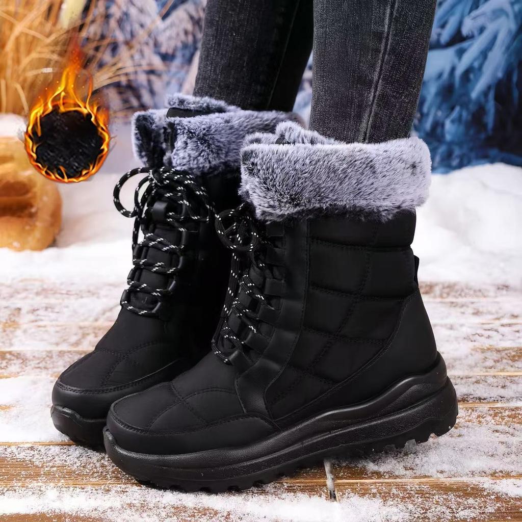Fashion Cozy Warm Plush Couple Ankle Boots Winter Outdoor Waterproof Snow Boots Large Size Fashion Thick Bottom Anti-slip Designer Boots
