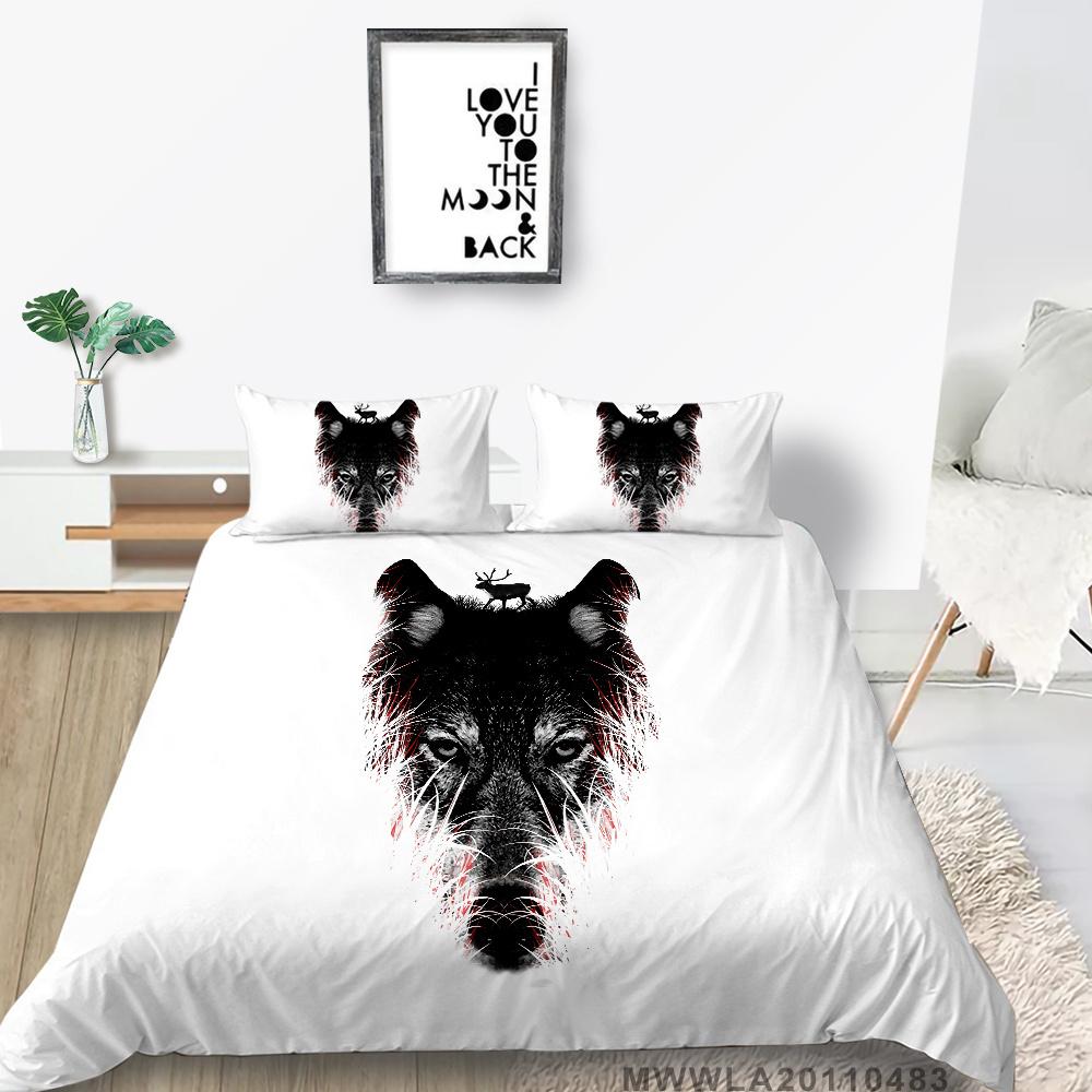 Home Bed Set with Bedding Pillow 2/3 Pcs Duvet Covers Highend 3D Wolf Printed Bedding Suit Home Textiles