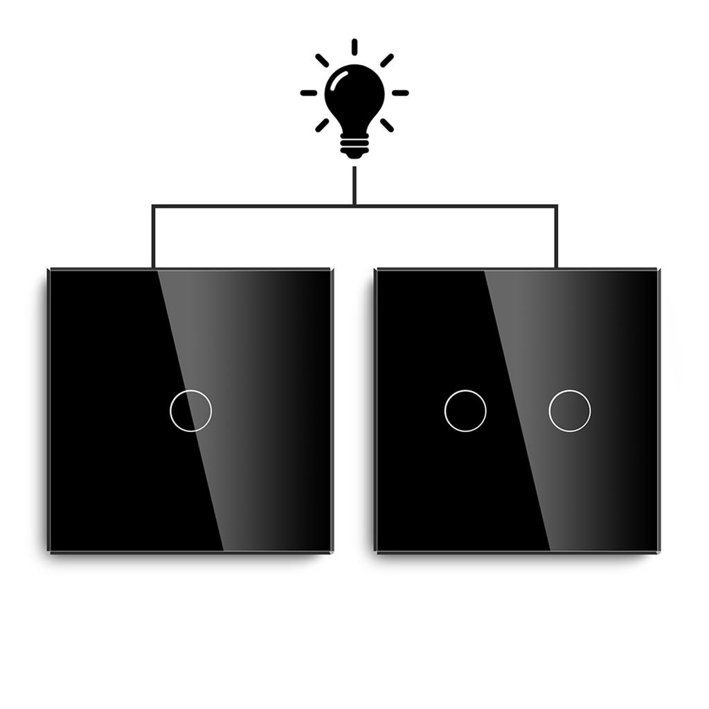 Bseed 1 Gang 2 Gang Stair Switch 2 Way Multi Control EU Master Slave Switches White Black Gold Grey Crystal Glass Panel 86mm