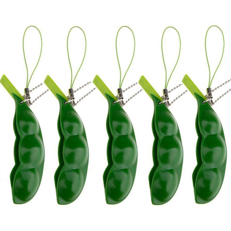 

5Pcs Fidget Toys Squeeze Pea Beans Keychain Decompression Toy Funny Gifts Adults Regalo Cumpleaños Invitados Niños