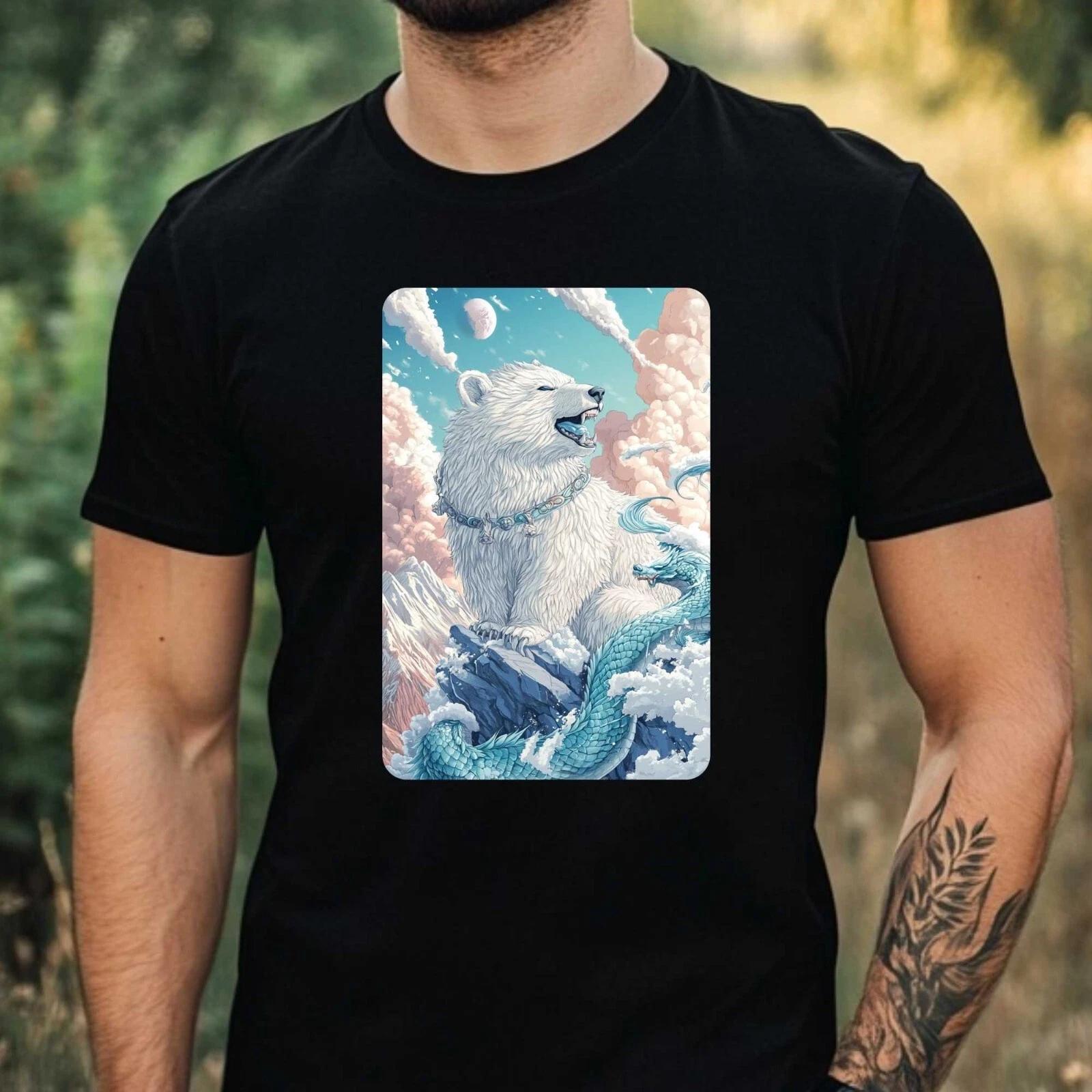 T-Shirt Herren Eisbär im Anime Style Motiv Baumwolle Größe XS bis 5XL S