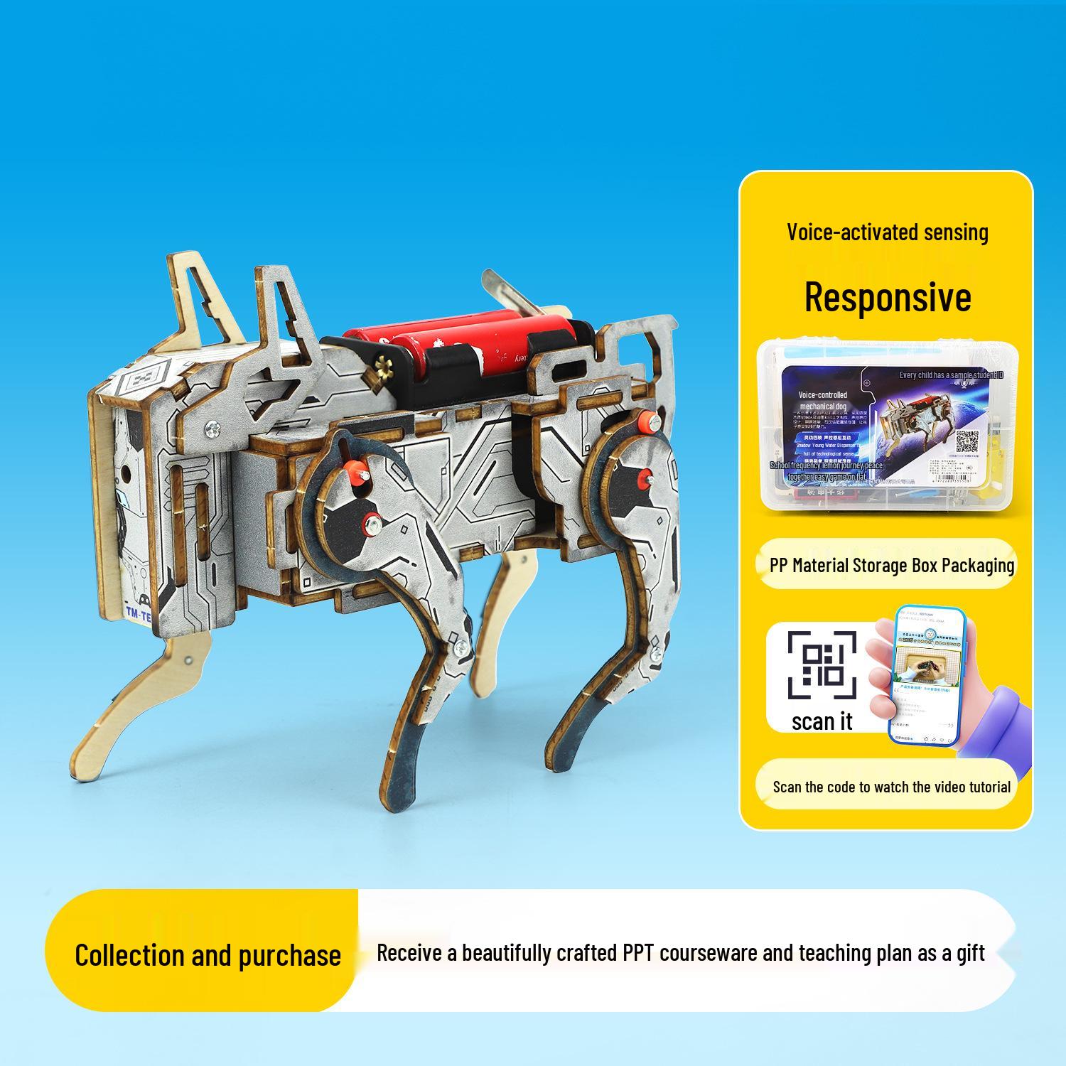 Electric Voice-Controlled Mechanical Dog Hand Model - Children s Science Education Toy