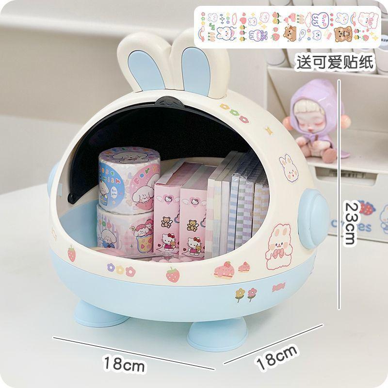 Настольная коробка для хранения Пылезащитный органайзер с откидной крышкой и дизайном строительных блоков многоцелевой контейнер для канцелярских принадлежностей закусок игрушек и мелочей blue heightened model 3 feet free sticker 1153₽