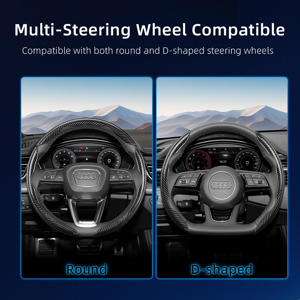 Suitable for 4HGVI Carbon Fiber Texture Steering Wheel Cover with Segmented Quick-Release Design, Durable, for Models Such as Q5 Q3 A4 A6 Q7