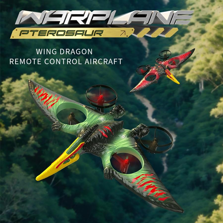 2.4G RC Dinosaur Aircraft Glider Toy Foam Crash Control Plane Model Fixed Wing Flyer Pterosaur RC Flying Toys for Boys Kids Gift