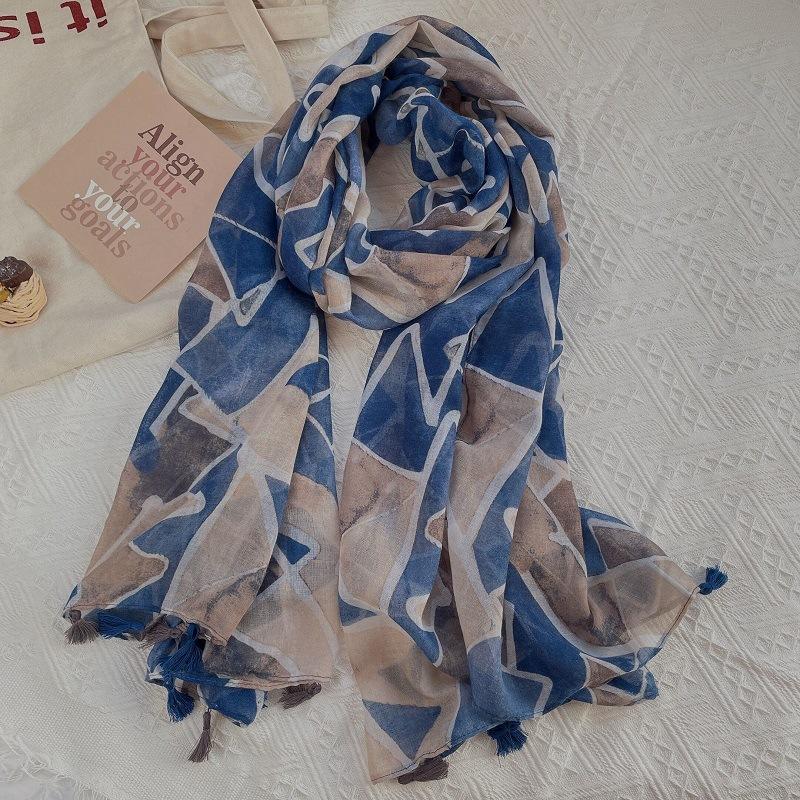 Spain Luxury Fashion Lovely Floral Tassel Viscose Shawl Scarf Lady Print Pashmina Stole Wrap Snood Bufandas Muslim Hijab
