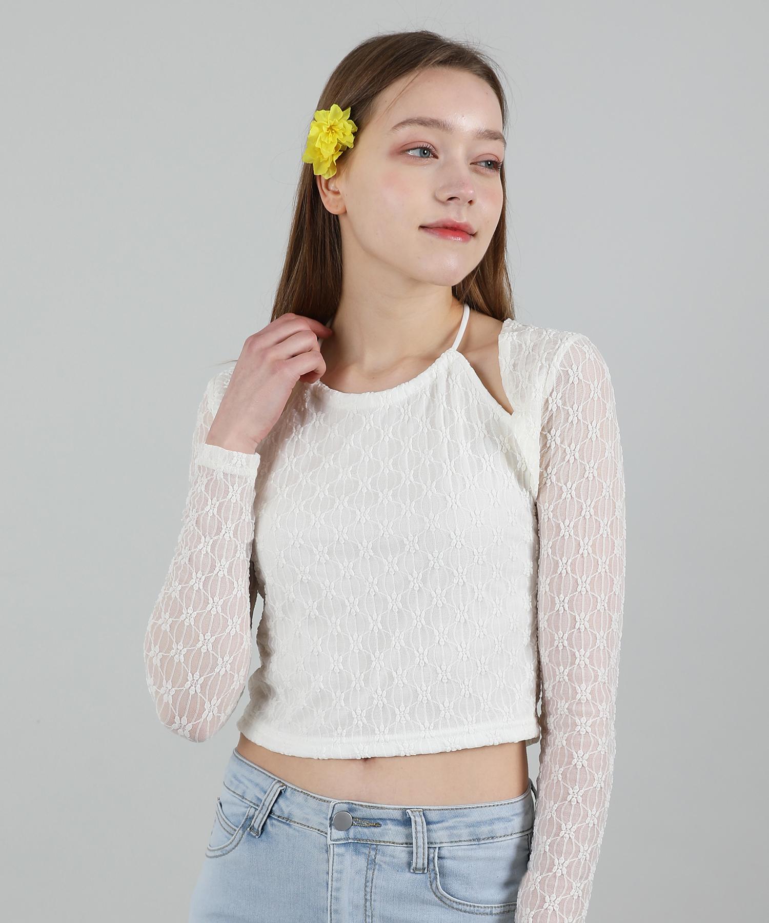Kathrin Lace Halterneck T-Shirt Ivory