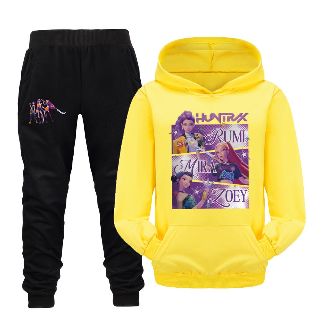 Kpop lovci na démonov Detská súprava Cartoon Jesenná móda Chlapčenská mikina s vreckom+Súprava nohavíc Dievčenská súprava Deti
