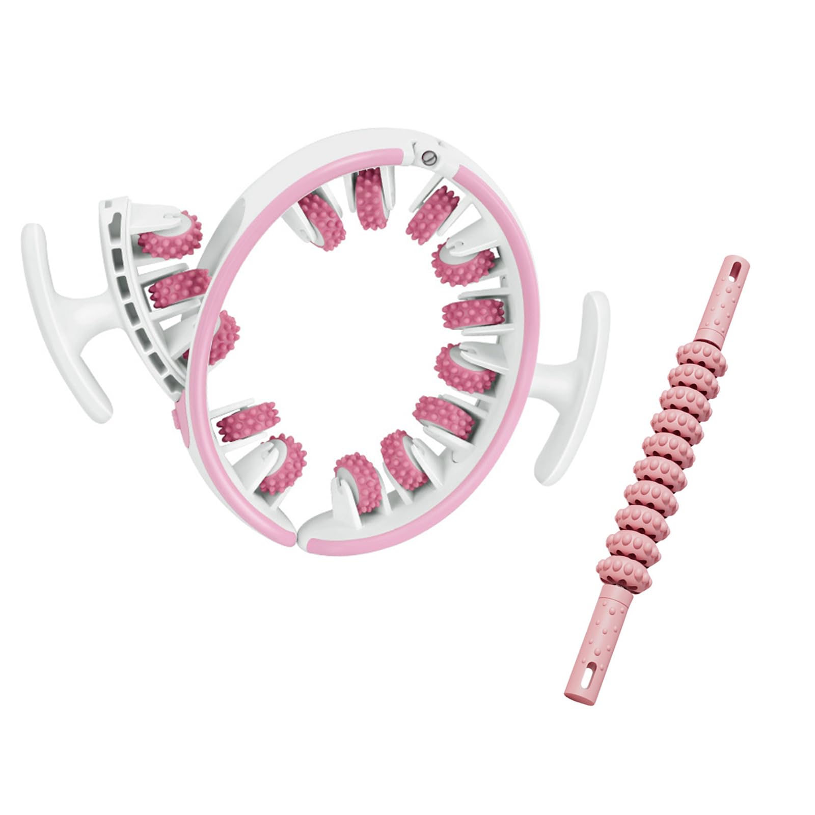 

Массажный ролик Yoseka, Массажер-кольцо для массажа бедер, Поворот на 180°, Съемная ручка, Ролик для фасций, Мышечный ролик (розовый)