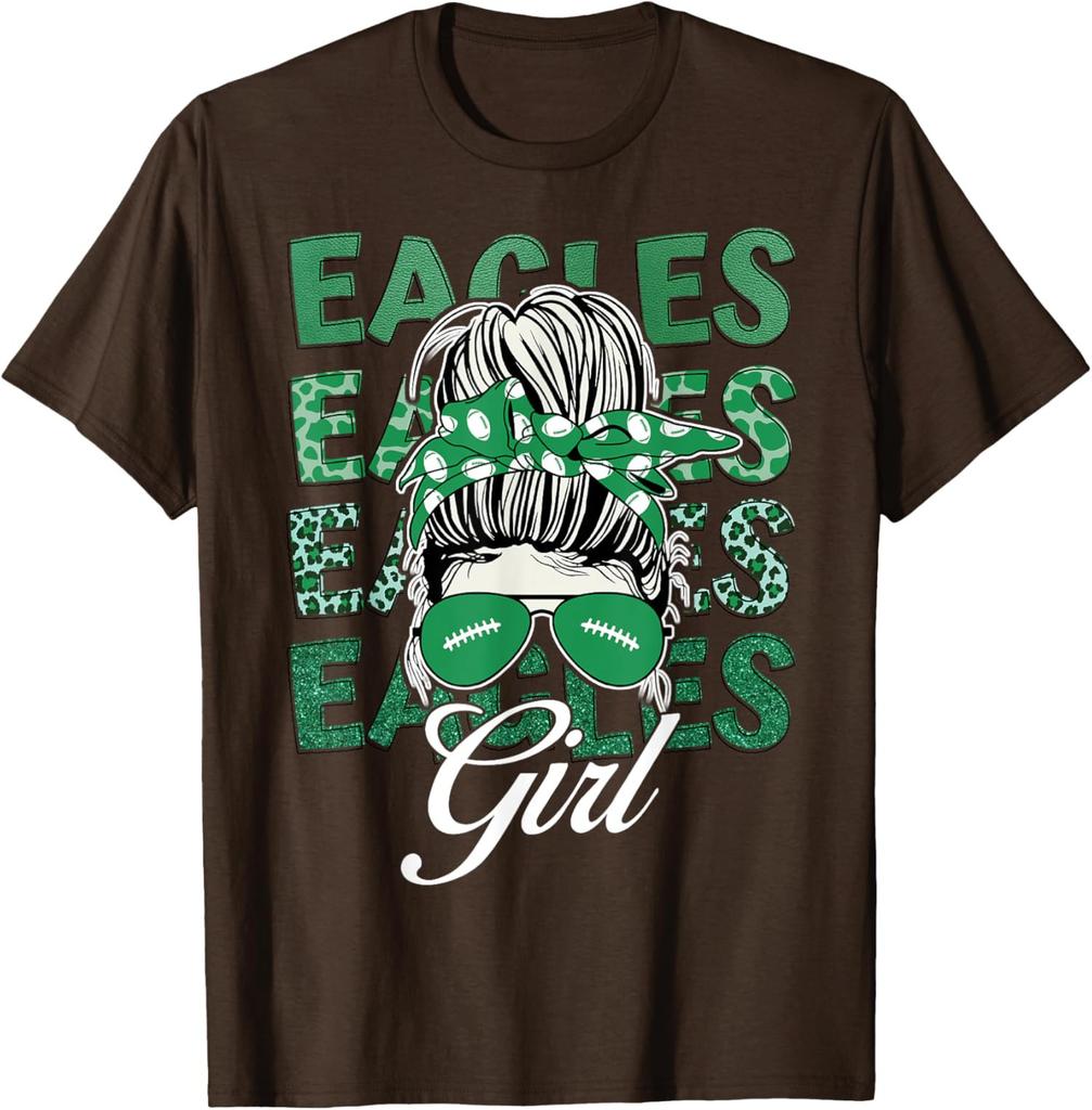 Football Fans Eagles Girl Messy Bun Retro Vintage Unisex T-Shirt