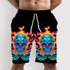 Men's Skull 3D Pattern Comfy Shorts Oversized Casual Elastic Waist Drawstring Shorts