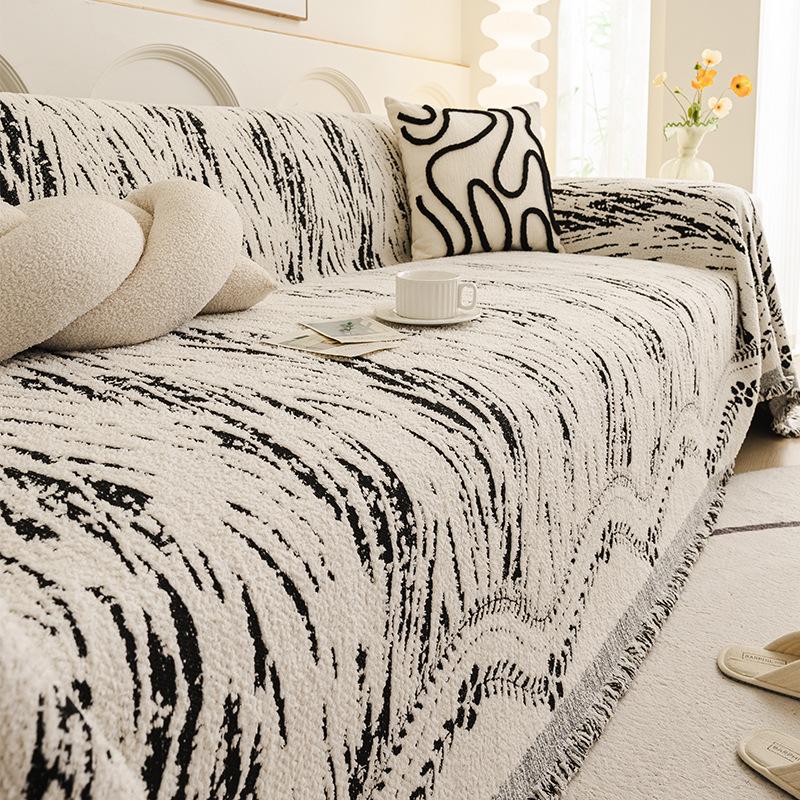 Durable Microfiber Sofa Cover With Elastic Hem, Chic Couch Cover And Anti-Stain Sofa Slipcover For Families