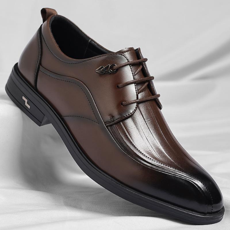Men's shoes 2025 new dress leather shoes men's British style casual low-top leather shoes men's wedding shoes 2025