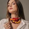 Multi-color 3D Fruit Necklace 3D Fruit Handmade Necklace Vintage Fruit Beaded Necklace  Party Use