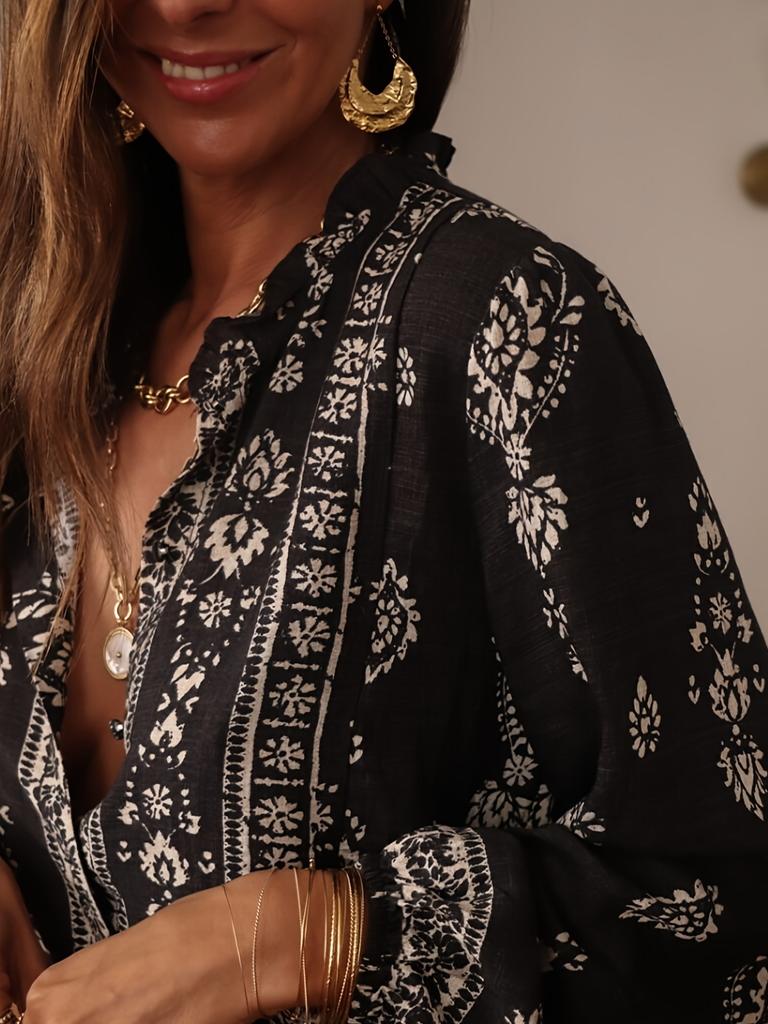 Women's Spring/Summer Shirt Elegant Long-Sleeved Shirt Women's Top Vacation Beach Shopping