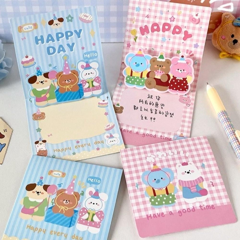 Pop Up Style 3D Birthday Card 3D Stereoscopic Cartoon Design Postcard Folding Card Handwritten Style Gifts Card DIY Gifts