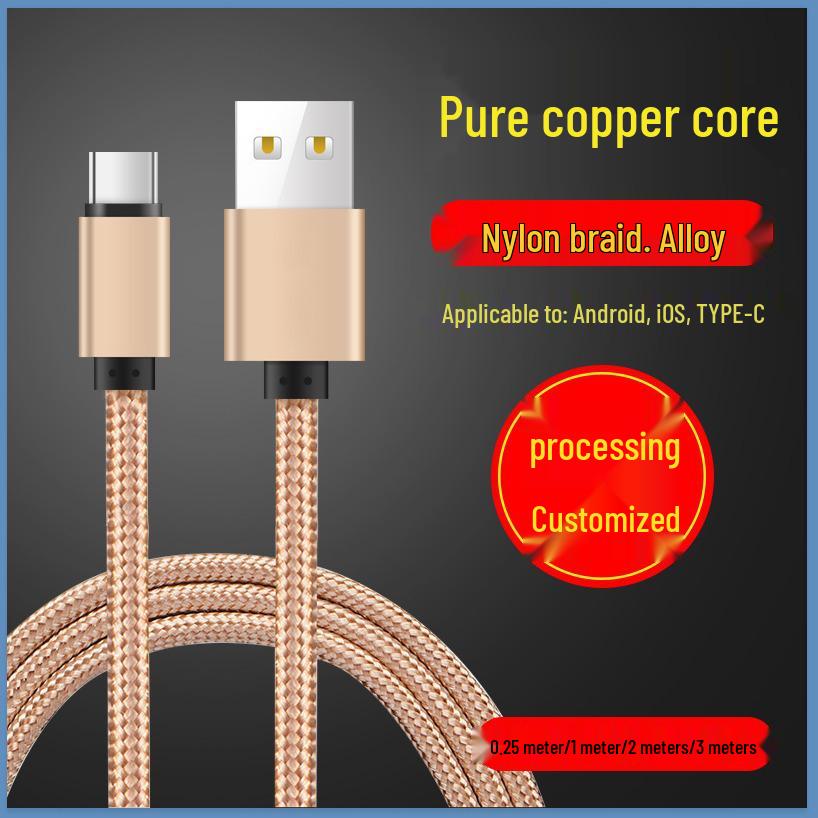 3m Pure Copper Nylon Braided Charging Cable for Apple, Android, Type-C, Honor, Huawei