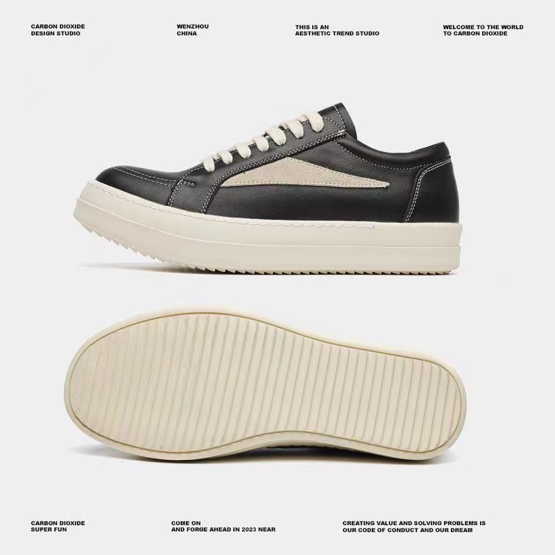 Ro Shoes Men's Leather Casual Shoes Thick Baseplate Shoes Men's Trendy Shoes Boys Spring New Breathable Niche Heightening Shoes