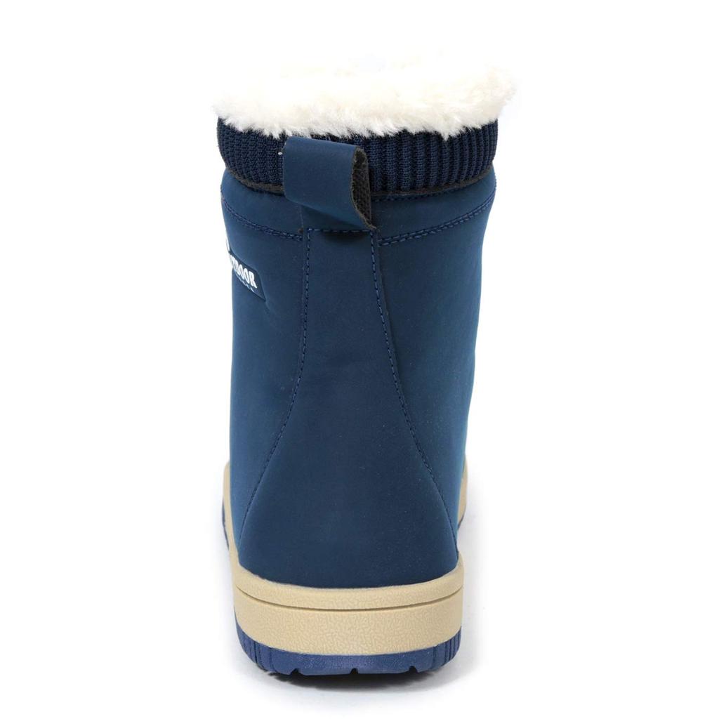 Akiriko Women's Short Snow Boots, All-Weather, 4-Hour Waterproof, Boa Cuff, Elastic Laces, Grip Sole, Navy, Size 22cm