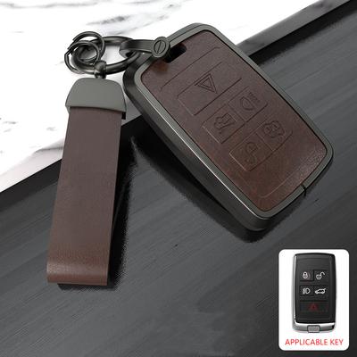 Leather Alloy Car Key Case Cover Protect Shell For Land Rover Range Rover Discovery 5 Sport For JAGUAR XE XF XJ F PACE Keychain