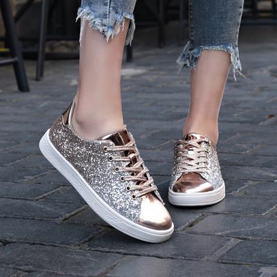 Damskie Sneakersy Zimowa Moda Cekiny Jednolity Kolor Sneakersy Trend Klubowy Dzikie Wygodne Sportowe Casualowe Buty Damskie