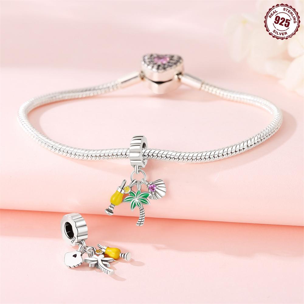 Beads Copper Charms Original Coconut Tree Shell Pendant Beads Fit Bracelet Jewelry Diy Women Fine Gift Accessory