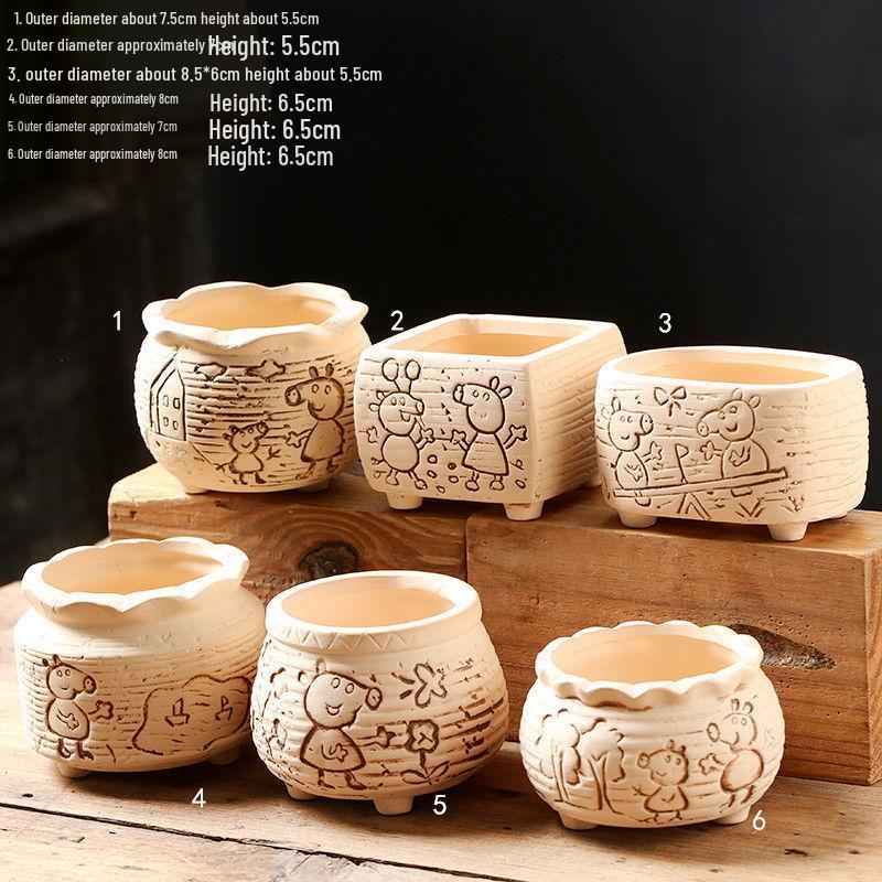 Breathable Ceramic Indoor Succulent Planter Set - Creative Small Flower Pots
