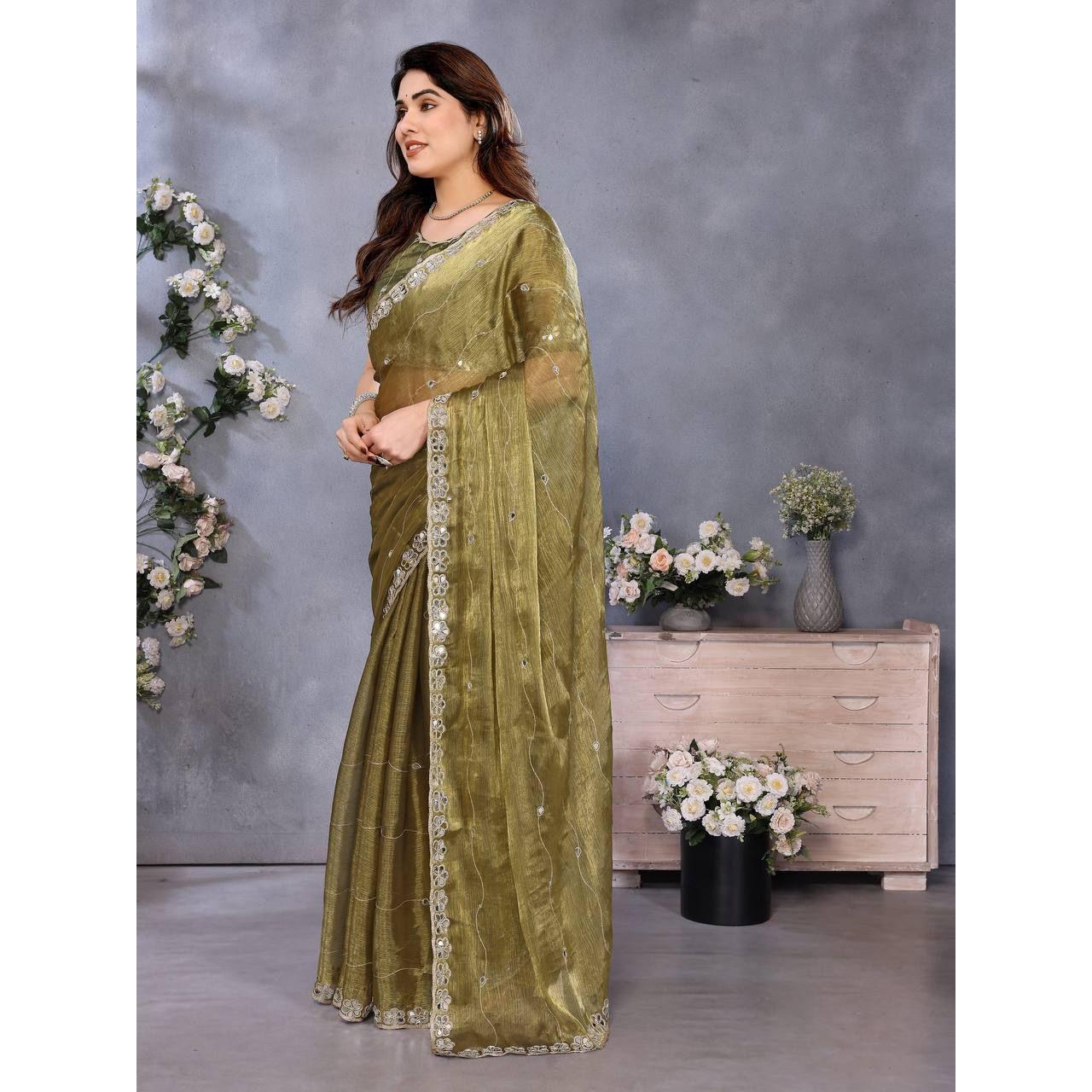 Premium Designer Mirror Work Saree Collection