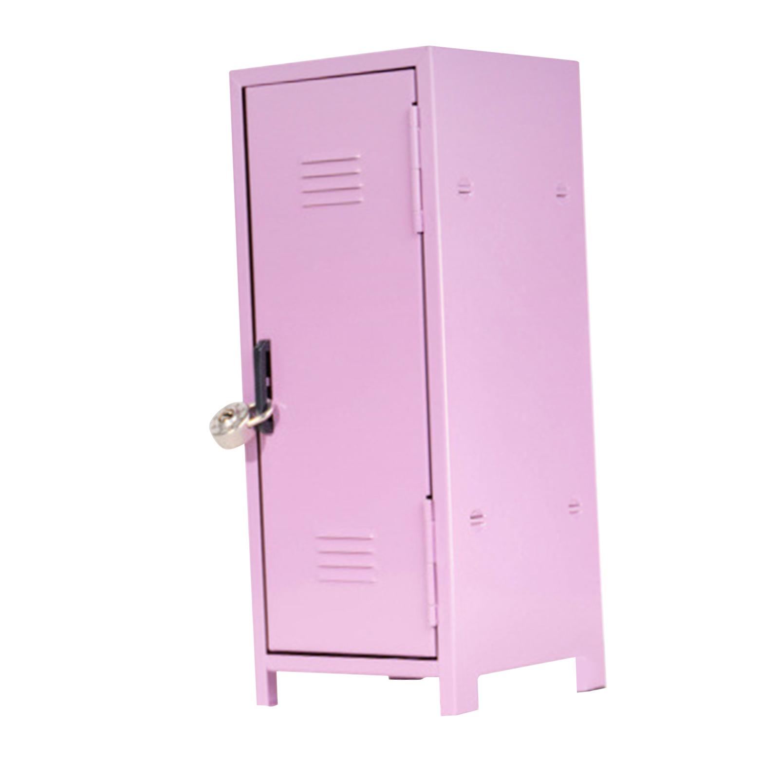 

Small Desktop Locker Miniature Box with Lock and Key Multi Functional Desk Cabinet for Dolls Makeups Toys Jewelry Living Room рожевий