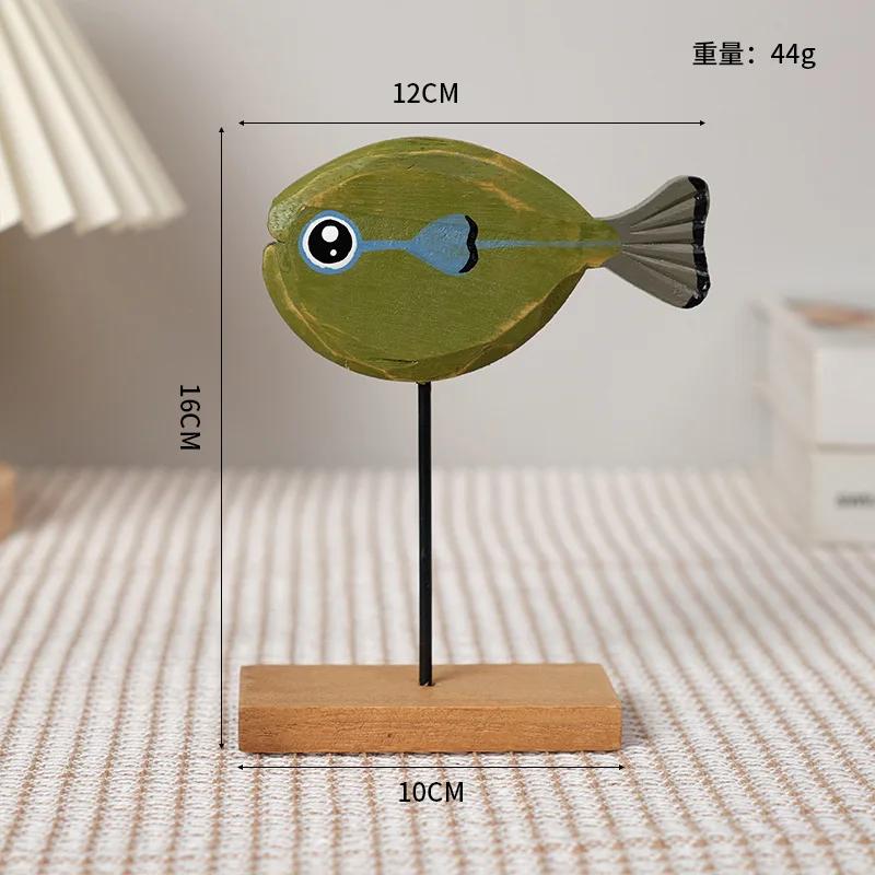 Nordic Minimalist Wooden Fish Decor Handmade Colorful Figurine Desktop Ornament Home Living Room Bedroom Office Art Decoration