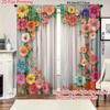 2Pcs Colorful Flowers Print Curtains,suitable for Bedroom,living Room Kitchen Decoration,home Decoration,window Decoration