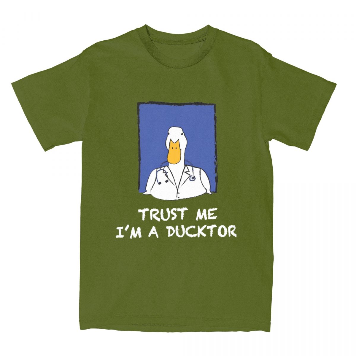 

Trust Me I Am A Doctor Funny Duck T Shirts Accessories Novelty Humor Joke Pure Cotton T-shirt Clothes Funny Tees Summer 4XL