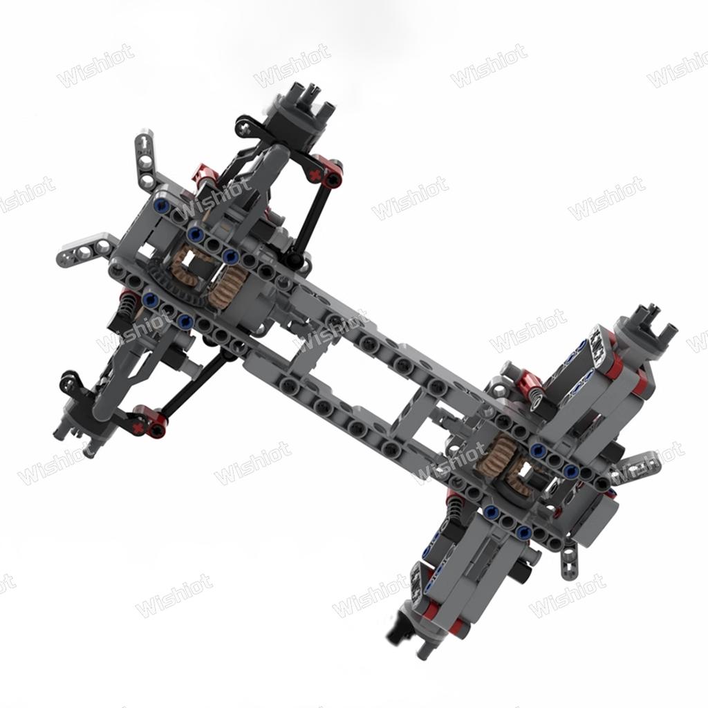 MOC 4WD Four-wheel Drive Independent Suspension Differential Chassis Steering Axle Building Blocks Tech Car Parts Toys Kids Gift