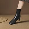 832-2 square head thick heel single boots rear zipper Martin boots 2025 autumn and winter new high heel versatile short boots bare boots