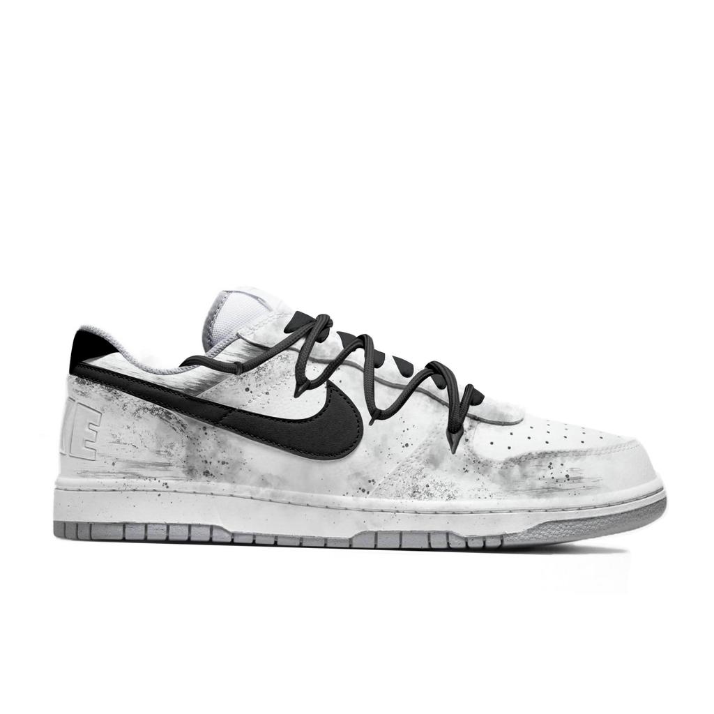 Nike Big Bamboo Shadow Horse Tracks Leather Abrasion Resistant Breathable Low top Skateboard Shoes Men's Gray White 355152-106(Team60-)