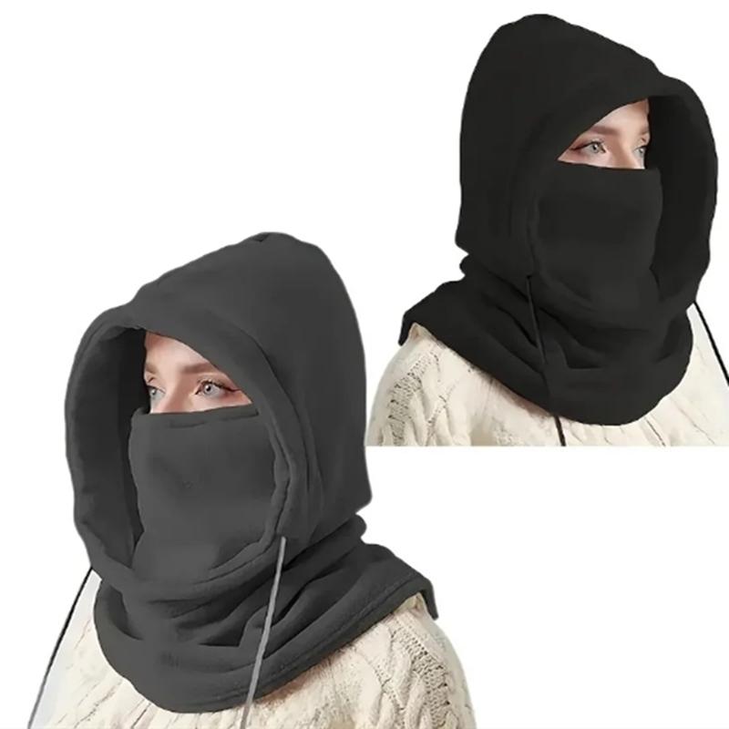 Unisex Winter Flannel Hood - Windproof Mask with Drawstring, Motorcycle Riding Headgea Warm Cap Cold Weather