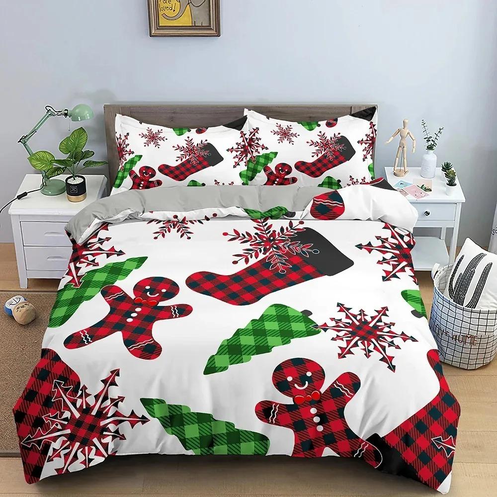 Christmas Decoration Bedding Set Luxury Soft Duvet Cover Set 3D Christmas Printed Quilt Cover King Queen Twin Size Home Textile