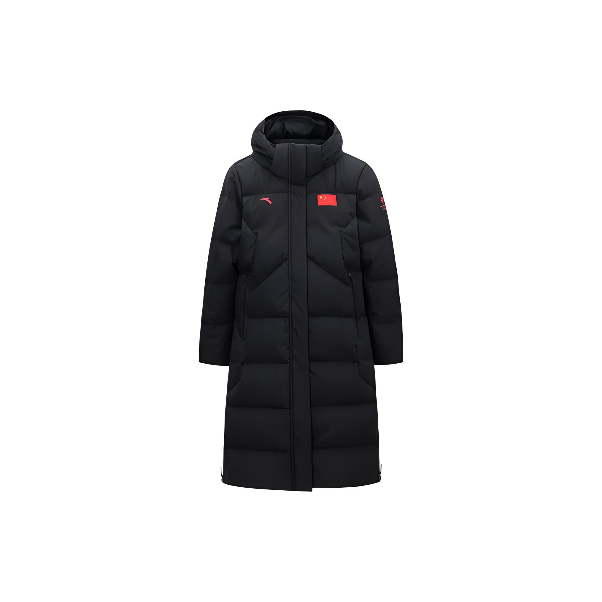

Anta Champion All-Weather Series однотонный пуховик с капюшоном на молнии средней длины для женщин, верхняя одежда, черный цвет 162140904-2 S