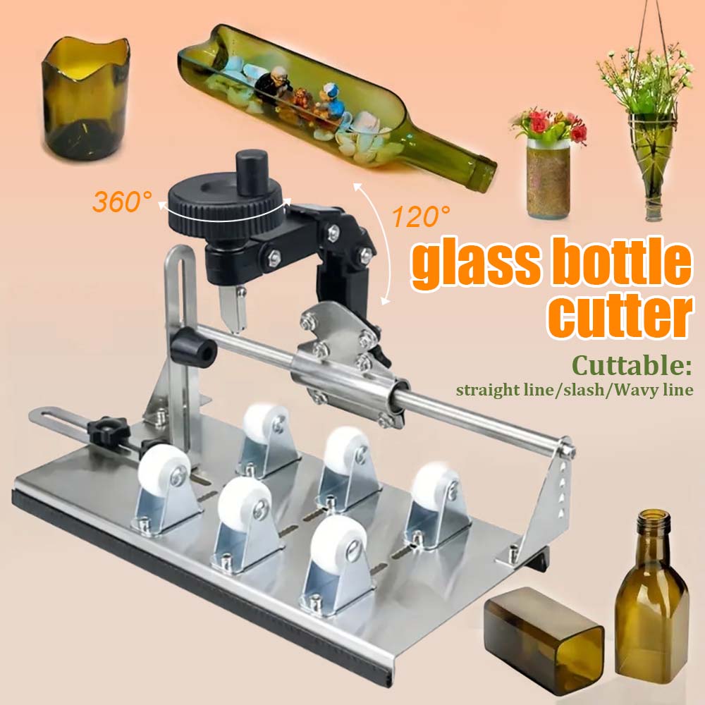 New Glass Bottle Cutter - Professional DIY Glass Cutting Tool for Square, Round Bottles and Bottlenecks with Accessories